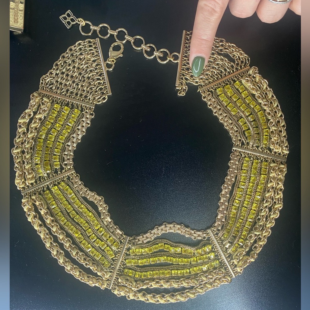 BCBG gold and yellow stone necklace